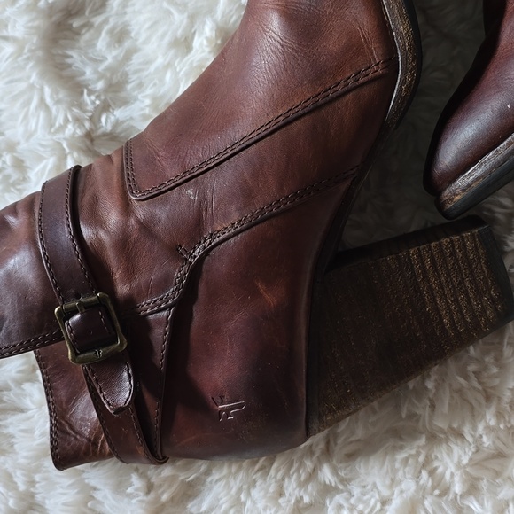 Frye Patty Riding Boot Bootie Gently Worn Brown Leather - Size 10 - Picture 4 of 9